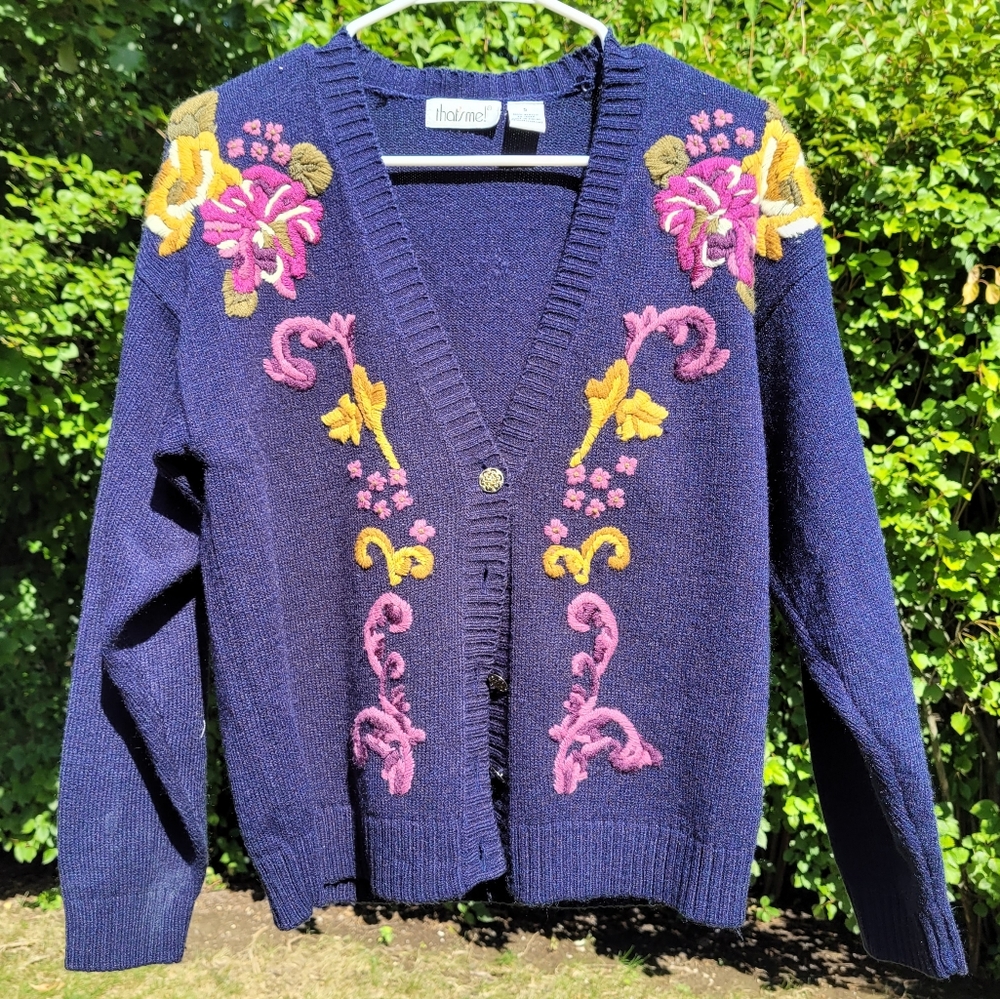 S Vintage That's Me! Floral Embroidered Sweater